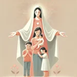 Virgen María protegiendo a las madres y sus hijos