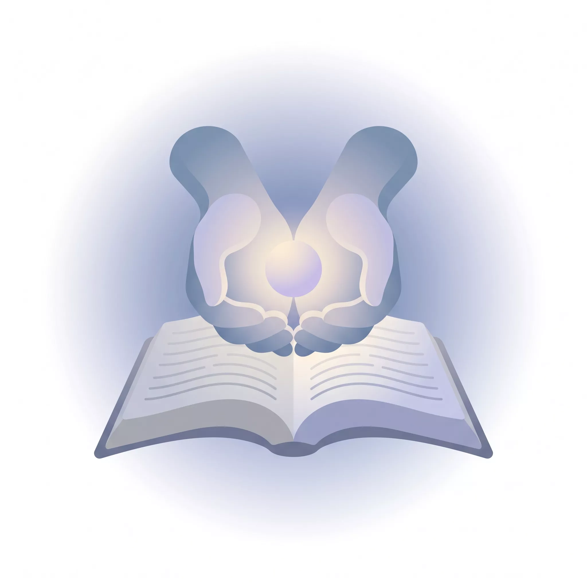 Manos sosteniendo una Biblia abierta con luz brillando sobre las páginas