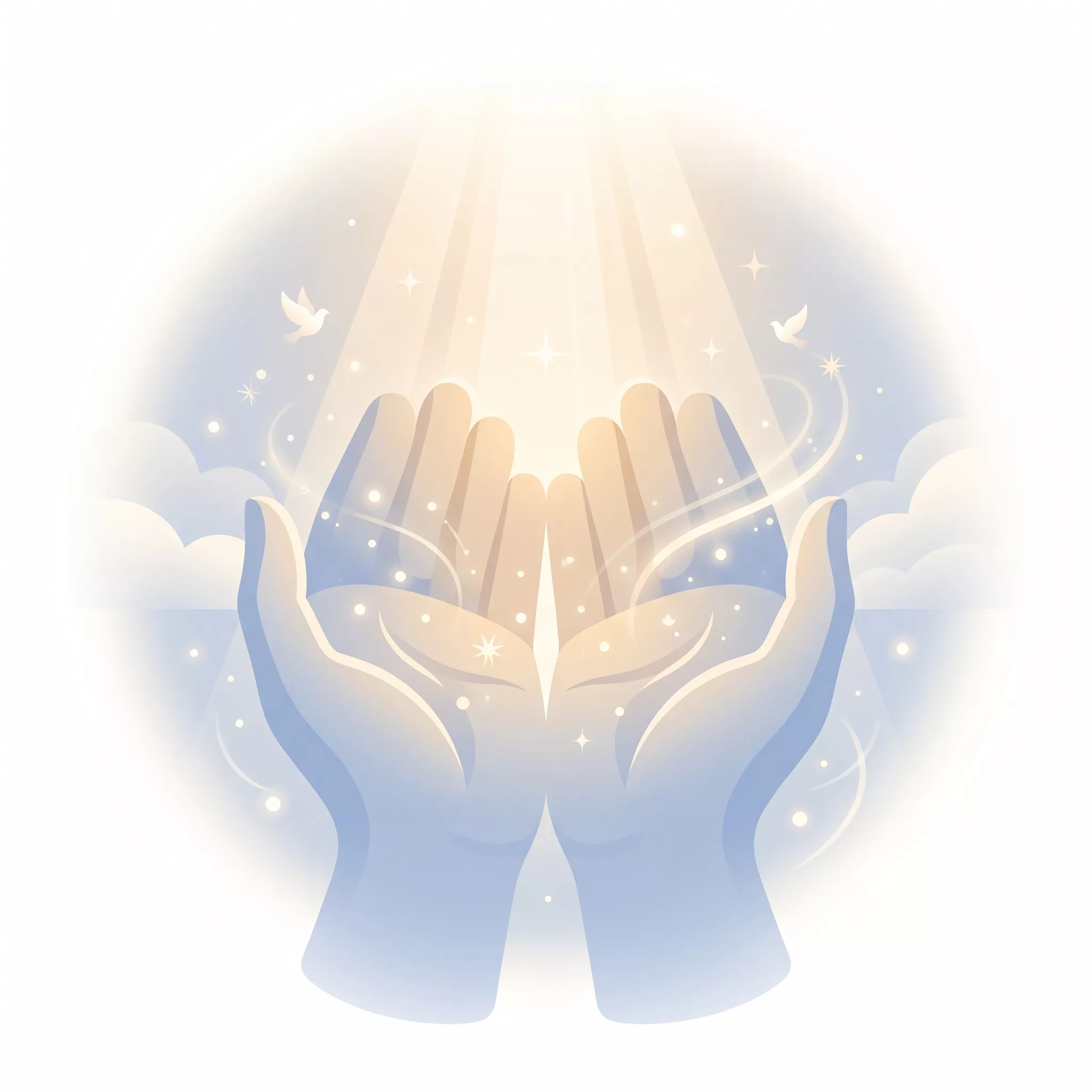 Manos ahuecadas recibiendo luz, representando el alma siendo llenada por el Espíritu Santo