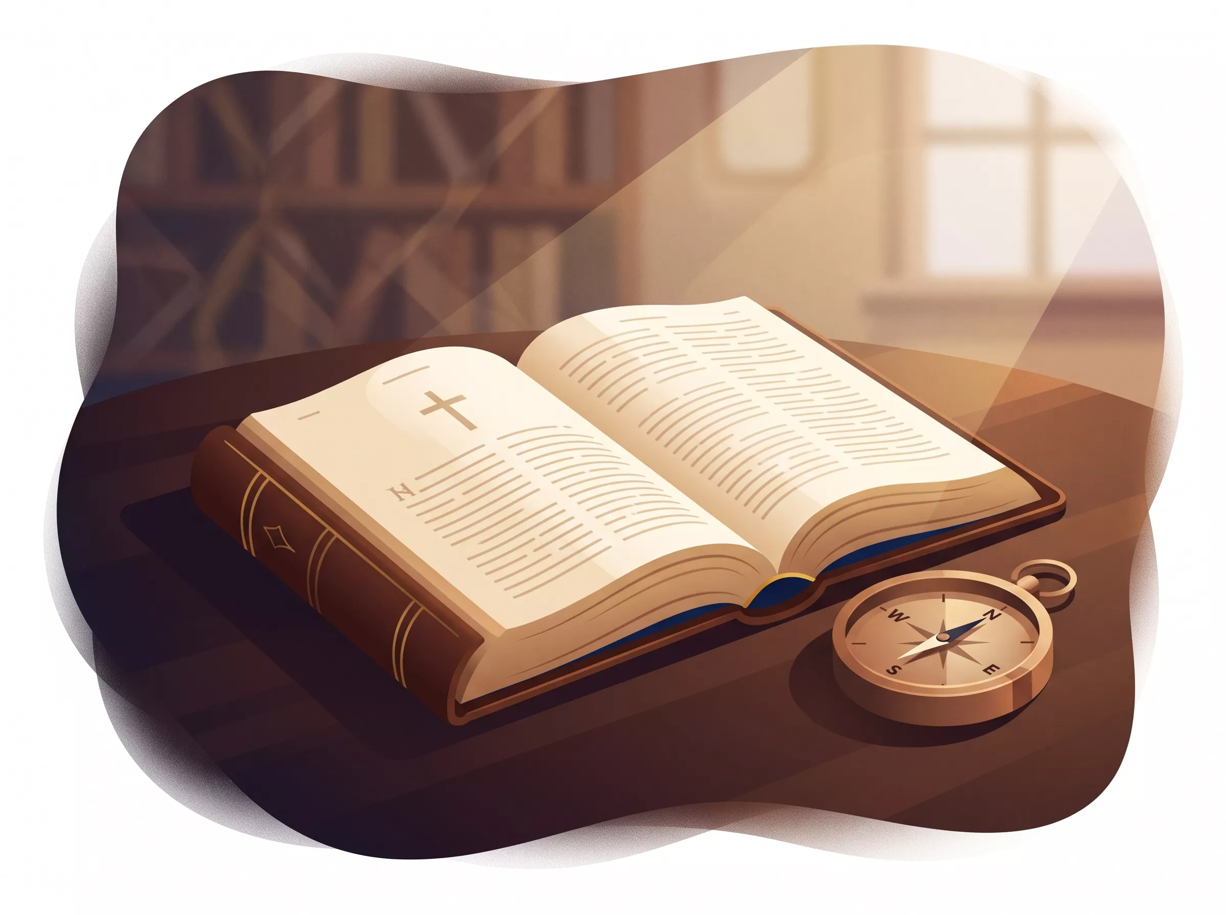 Libro abierto de sabiduría iluminado por una luz suave y cálida