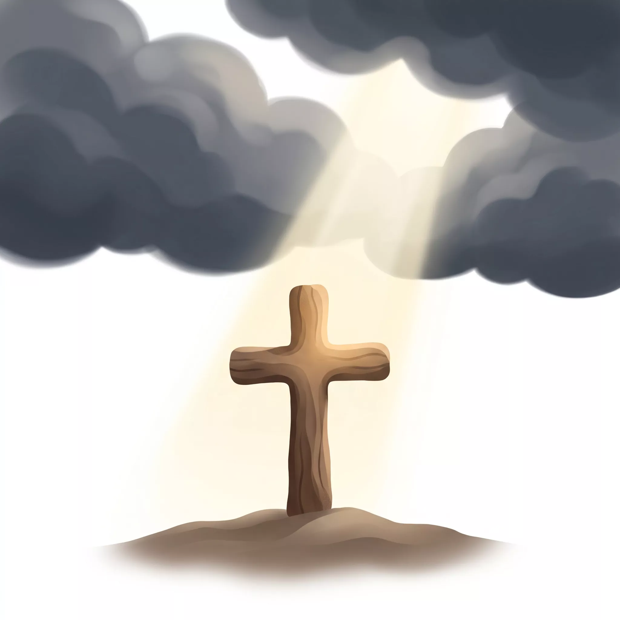 Cruz iluminada por un rayo de luz
