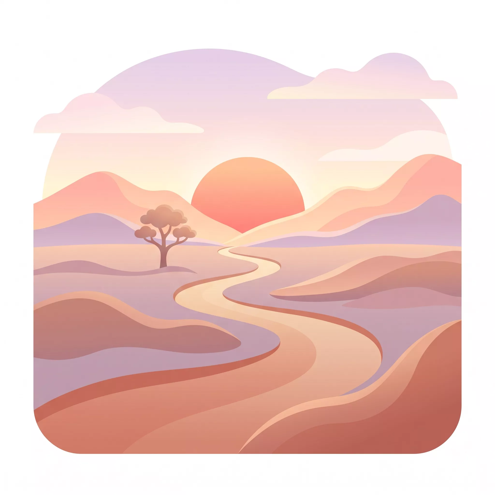 Amanecer sobre un camino desierto, simbolizando el inicio del viaje hacia la libertad espiritual